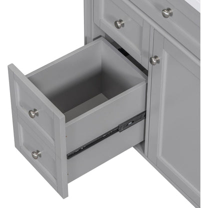 30" Bathroom Vanity with Top Sink, Modern Bathroom Storage Cabinet with 2 Drawers and a Tip-out Drawer, Single Sink Bathroom Vanity