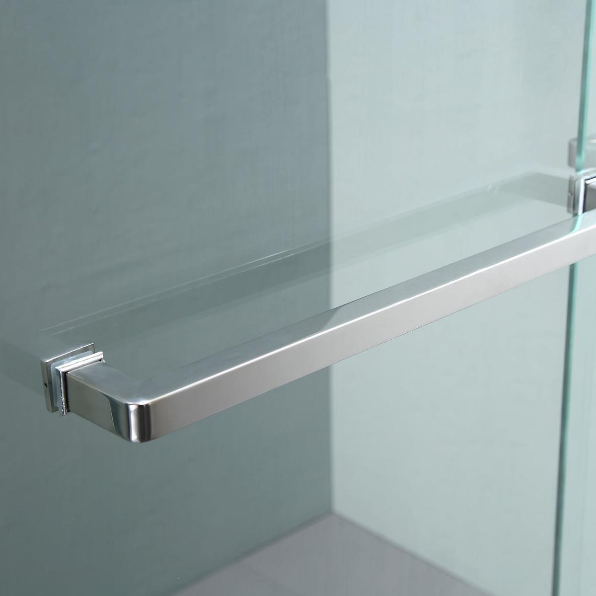 Shower Door 48" W x 76" H Semi-Frameless Bypass Sliding Shower Enclosure, Brushed Nickel