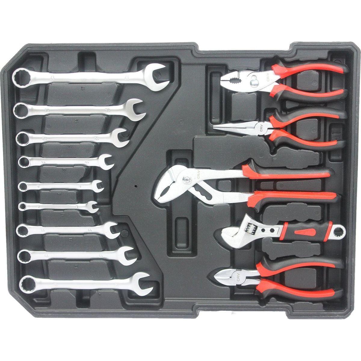 White Hand Tool Box with 4 layers of Toolset and wheels