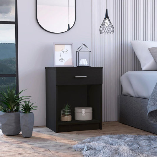 Merimac 1-Drawer 1-Shelf Nightstand Black Wengue