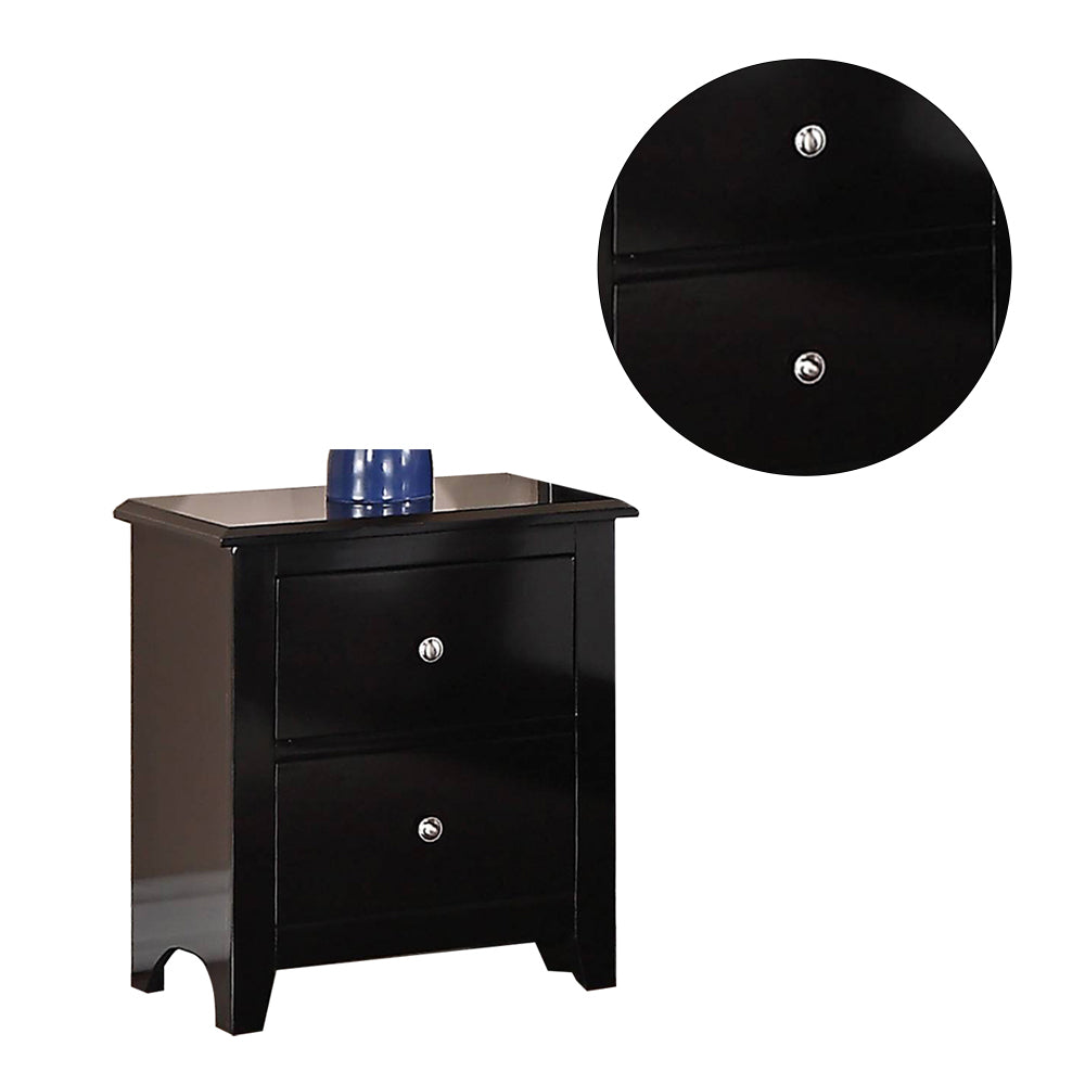 Nightstand With 2 Drawers Storage, Black