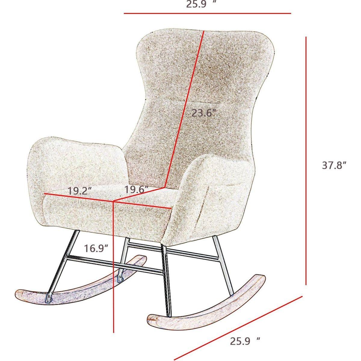 off white teddy fabric rocking chair