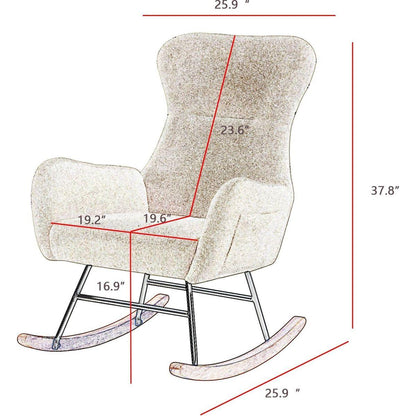 off white teddy fabric rocking chair