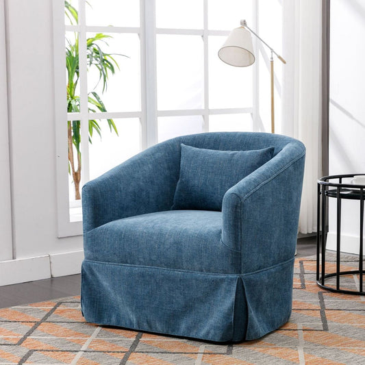 degree Swivel Accent Armchair Linen Blend Blue