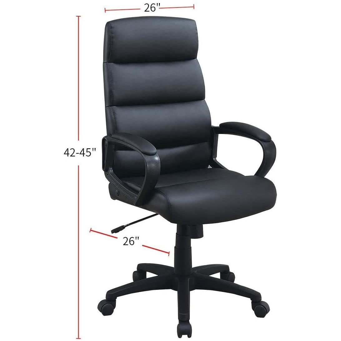 Black Faux leather Cushioned Upholstered 1pc Office Chair Adjustable Height Desk Chair Relax