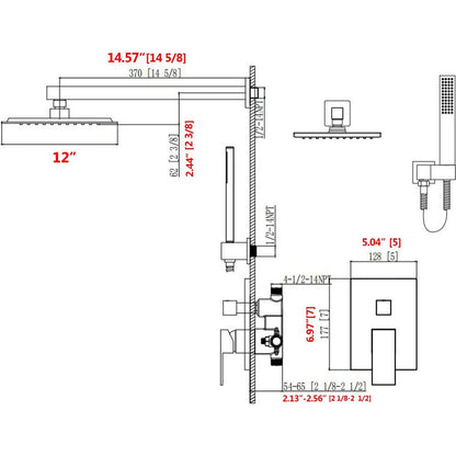 12" Rain Shower Head Systems Wall Mounted Shower