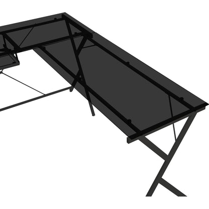 Dazenus Computer Desk in Black Glass & Black Finish