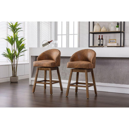 Bar Stools Set of 2 Counter Height Chairs with Footrest for Kitchen, Dining Room And 360 Degree Swivel