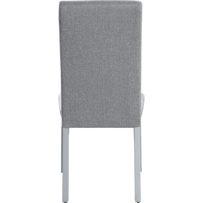 Lanton SIDE CHAIR (SET-2) Gray Linen & Antique White Finish