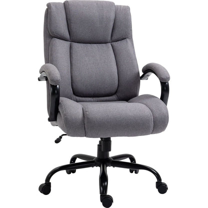 Vinsetto High Back Big and Tall Executive Office Chair 484lbs with Wide Seat, Computer Desk Chair with Linen Fabric, Adjustable Height, Swivel Wheels, Light Grey