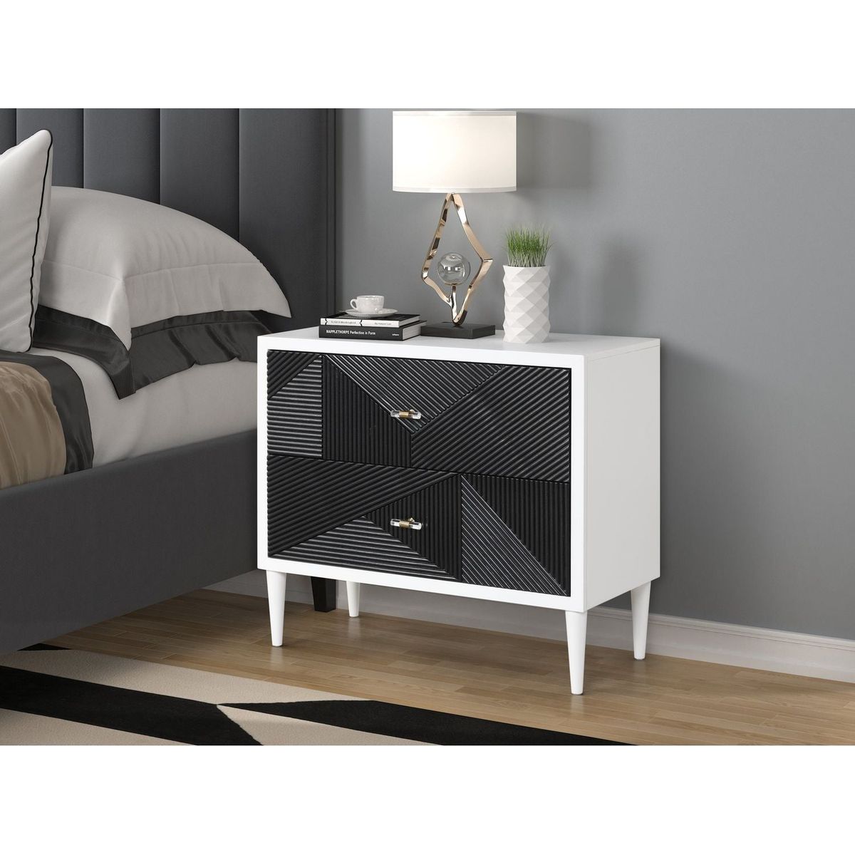 Dubni Accent Table in White & Black Finish