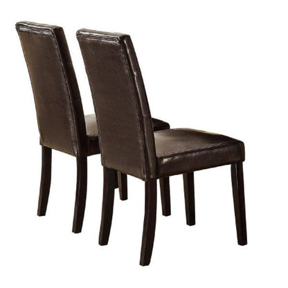 Set of 2pc Chairs Breakfast Dining Dark Brown PU / Faux Leather Tufted Upholstered Chair