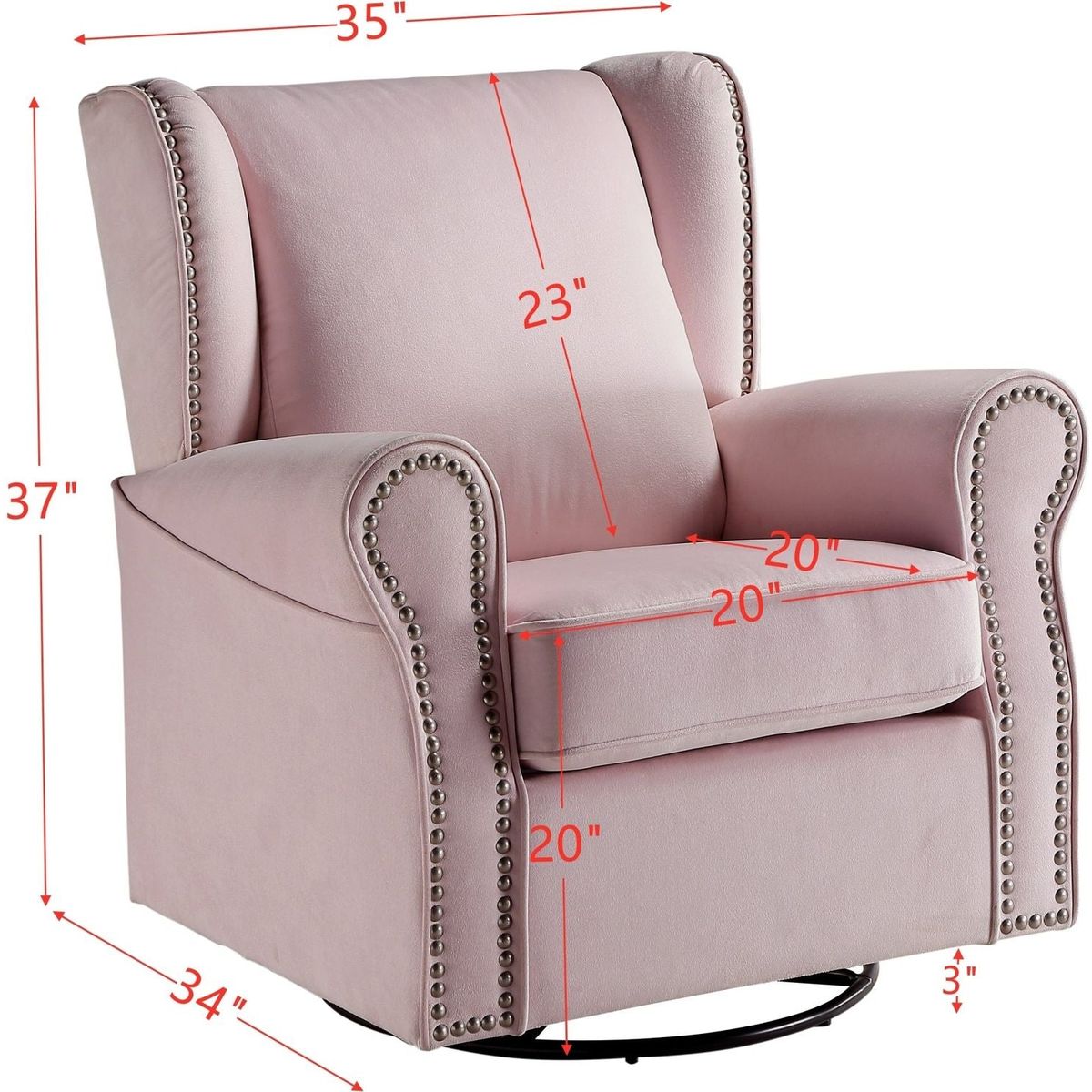 Tamaki Swivel Chair w/Glider, Pink Fabric