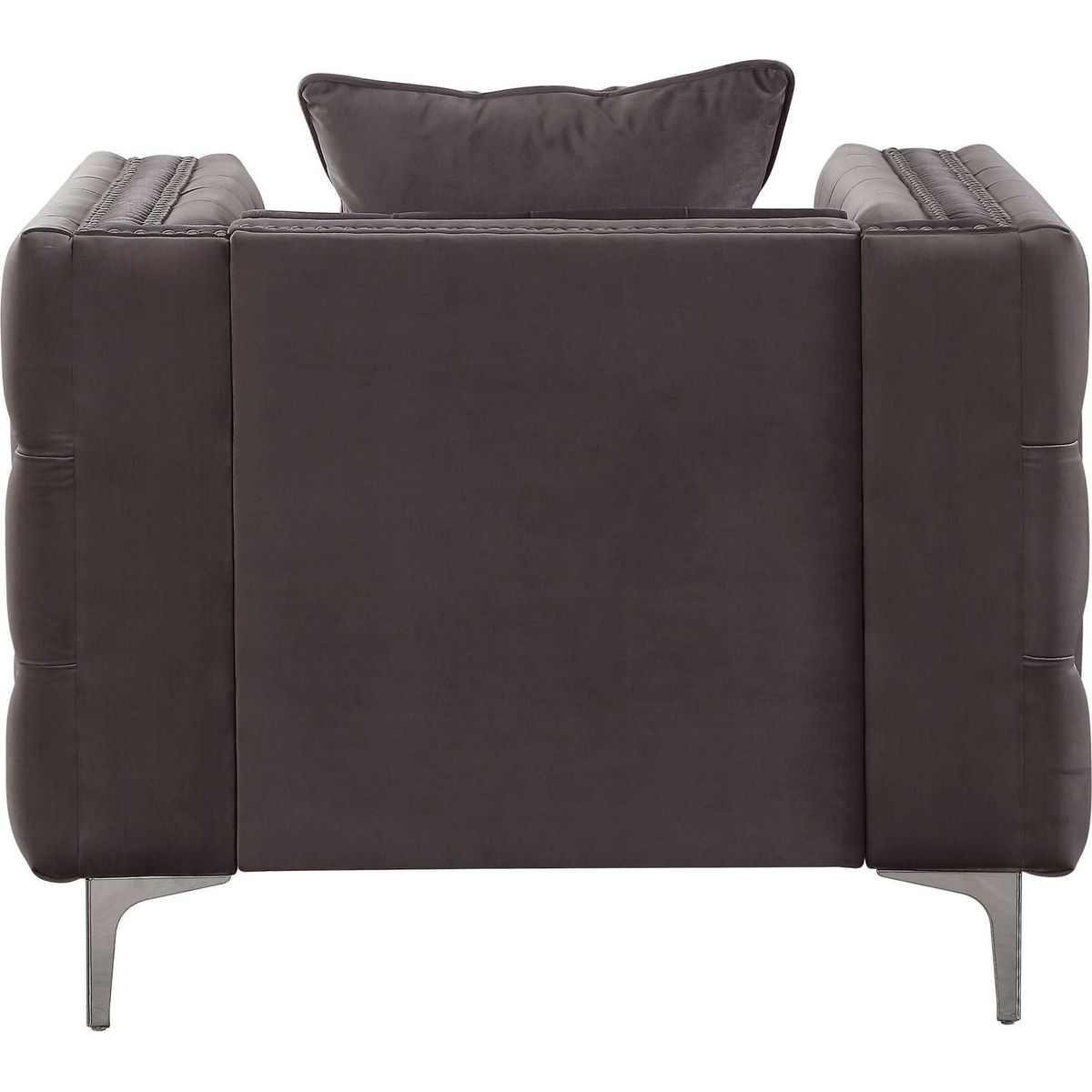 Gillian II Chair & 2 Pillow in Dark Gray Velvet