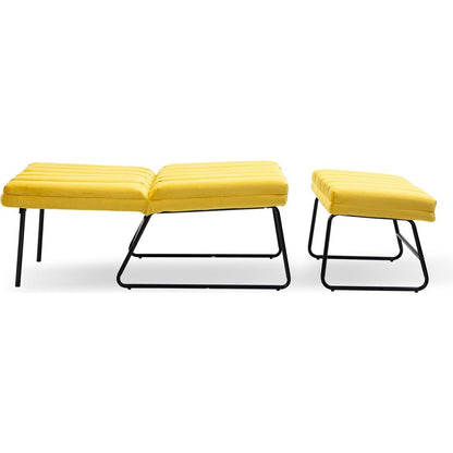 Yellow Modern Lazy Lounge Chair, Contemporary Single Leisure Upholstered Sofa Chair Set