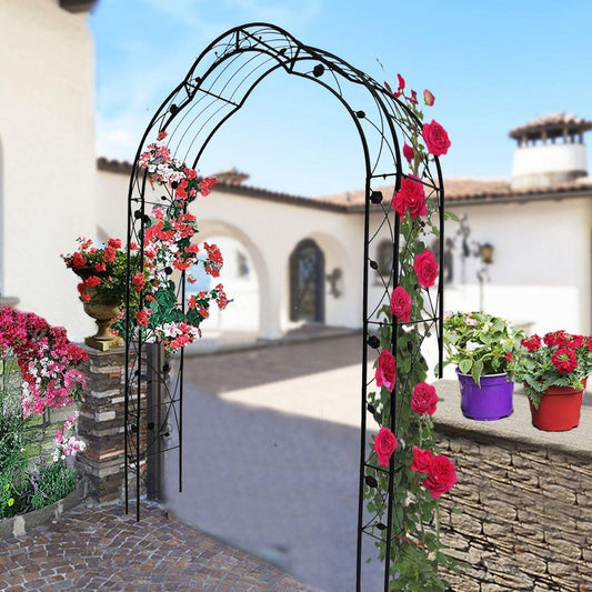 Metal Garden Arch Assemble Freely with 8 Styles Garden Arbor Trellis Climbing Plants Support Rose Arch Outdoor Arch Wedding Arch Party Events Archway Black
