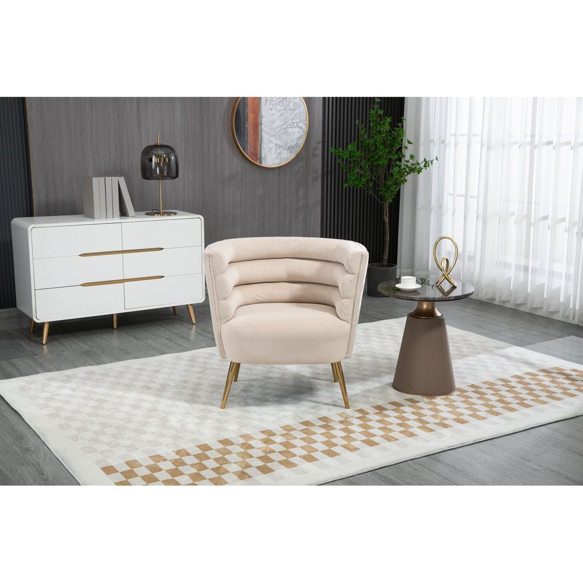 Accent Chair, leisure single chair with Golden feet