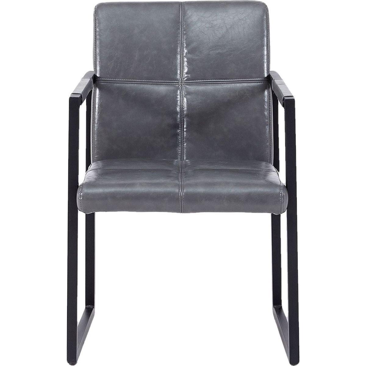 Ligth grey modern european style dining chair PU leather black metal pipe dining room furniture chair set of 2