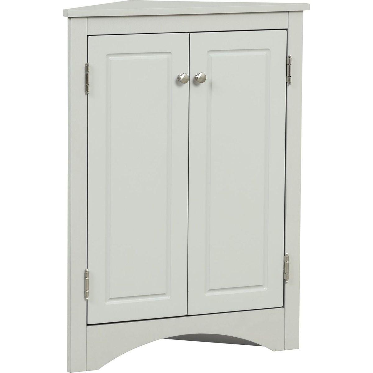 Grey Triangle Bathroom Storage Cabinet with Adjustable Shelves, Freestanding Floor Cabinet for Home Kitchen