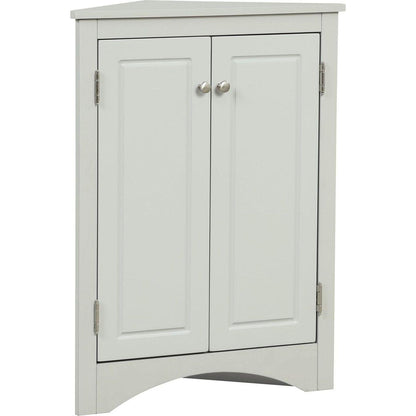 Grey Triangle Bathroom Storage Cabinet with Adjustable Shelves, Freestanding Floor Cabinet for Home Kitchen