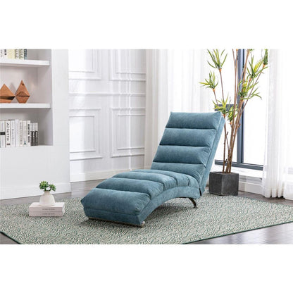 Linen Chaise Lounge Indoor Chair, Modern Long Lounger for Office or Living Room