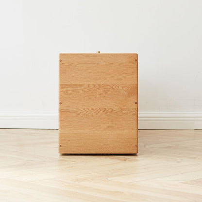 Solid Oak Bedside Table Storage Cabinet for Living Room - Free-Standing Corner Cabinets Storage Table-Four Drawers