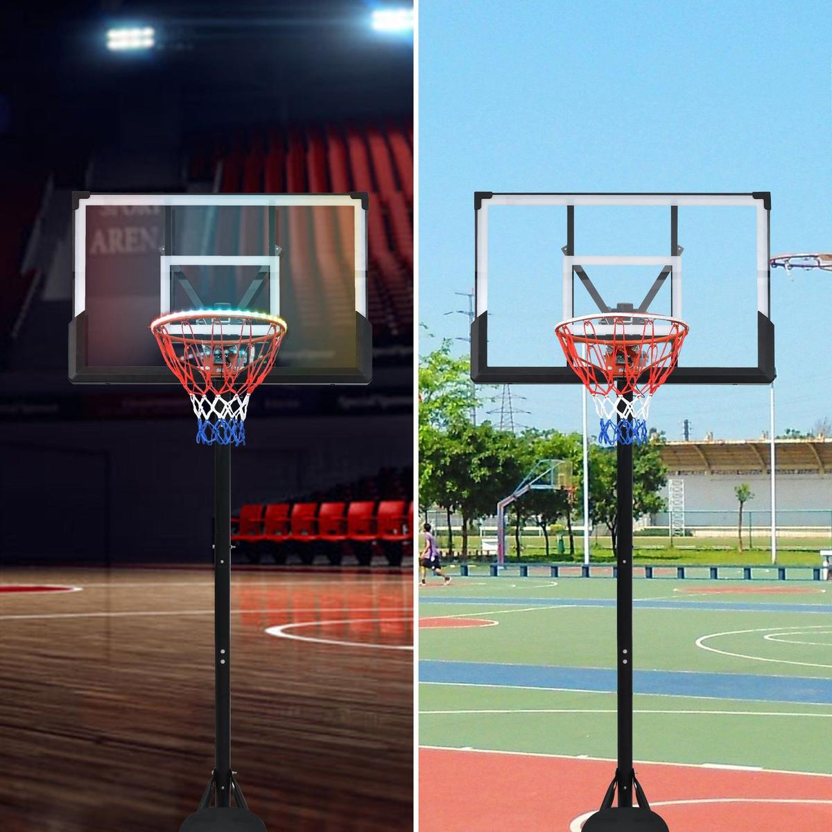 Portable Basketball Hoop Basketball System 8-10ft Height Adjustable for Youth Adults LED Basketball Hoop Lights, Colorful lights, Waterproof uper Bright to Play at Night Outdoors,Good Gift for Kids