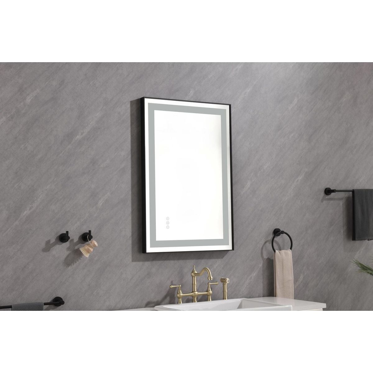 36x24 LED Lighted Bathroom Wall Mounted Mirror with High Lumen+Anti-Fog Separately Control