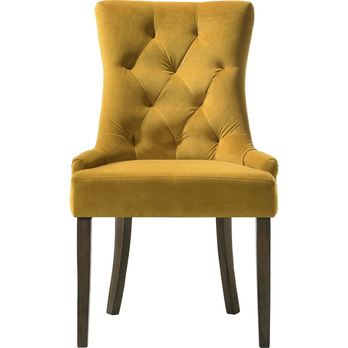 Farren Side Chair, Yellow Velvet & Espresso Finish