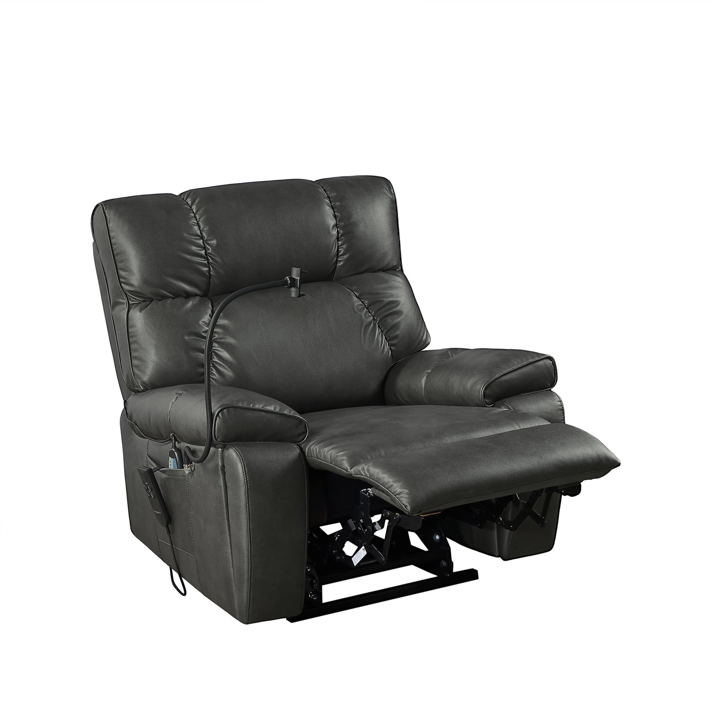 Recliner Chair with Phone Holder, Electric Power Lift Recliner Chair with 2 Motors Massage and Heat for Elderly, 3 Positions, 2 Side Pockets, Cup Holders