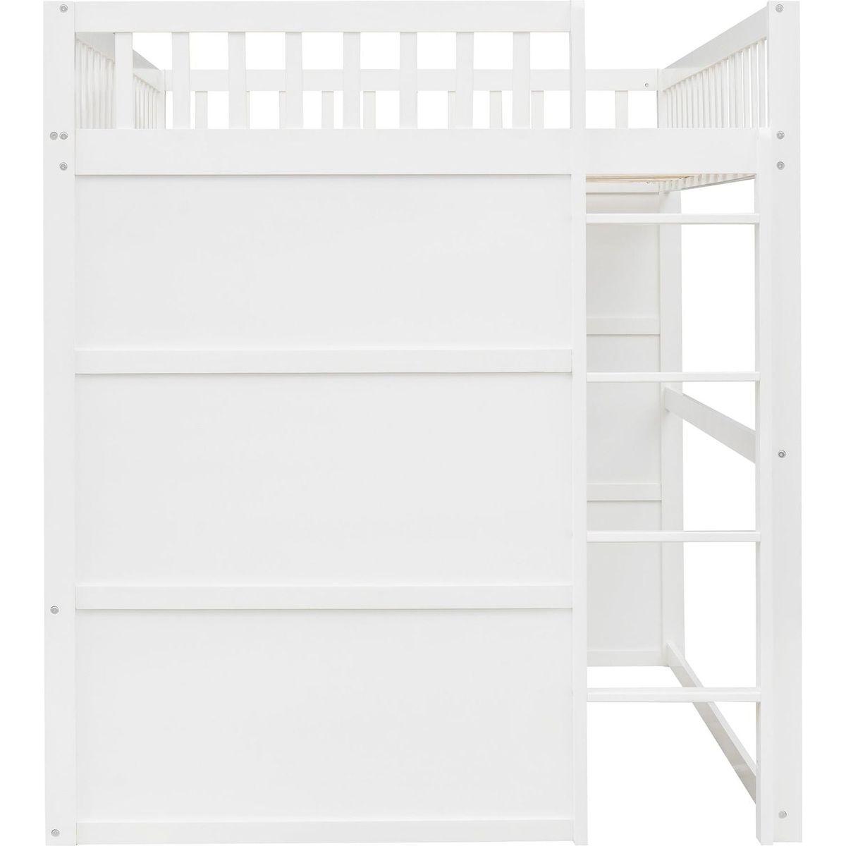 Full Size House Loft Bed With Ladder-White
