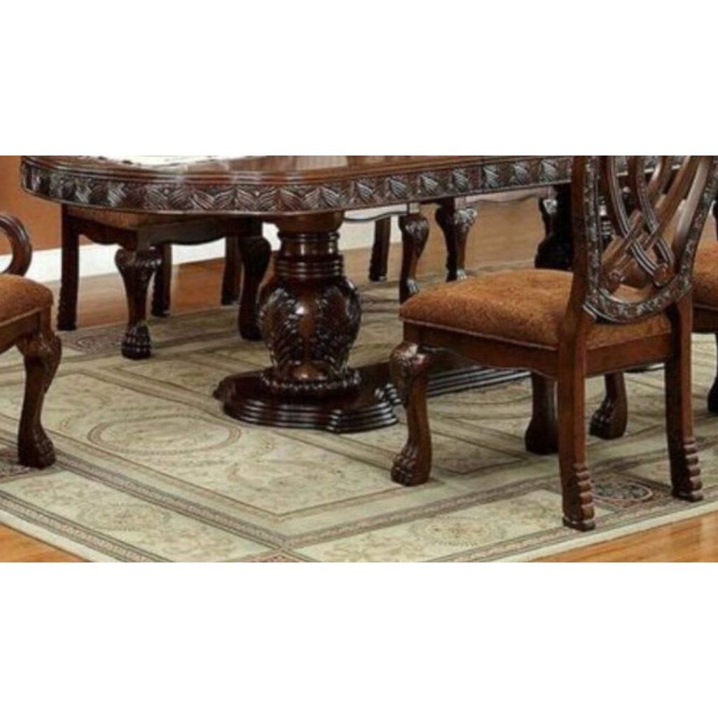 Formal Majestic Traditional Dining Chairs Cherry Solid wood Fabric Seat Intricate Carved Details Set of 2 Side Chairs