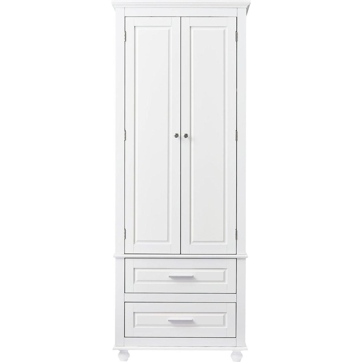 Tall Storage Cabinet with Two Drawers for Bathroom/Office, White