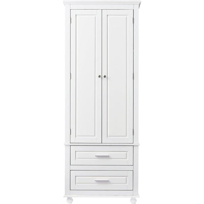 Tall Storage Cabinet with Two Drawers for Bathroom/Office, White
