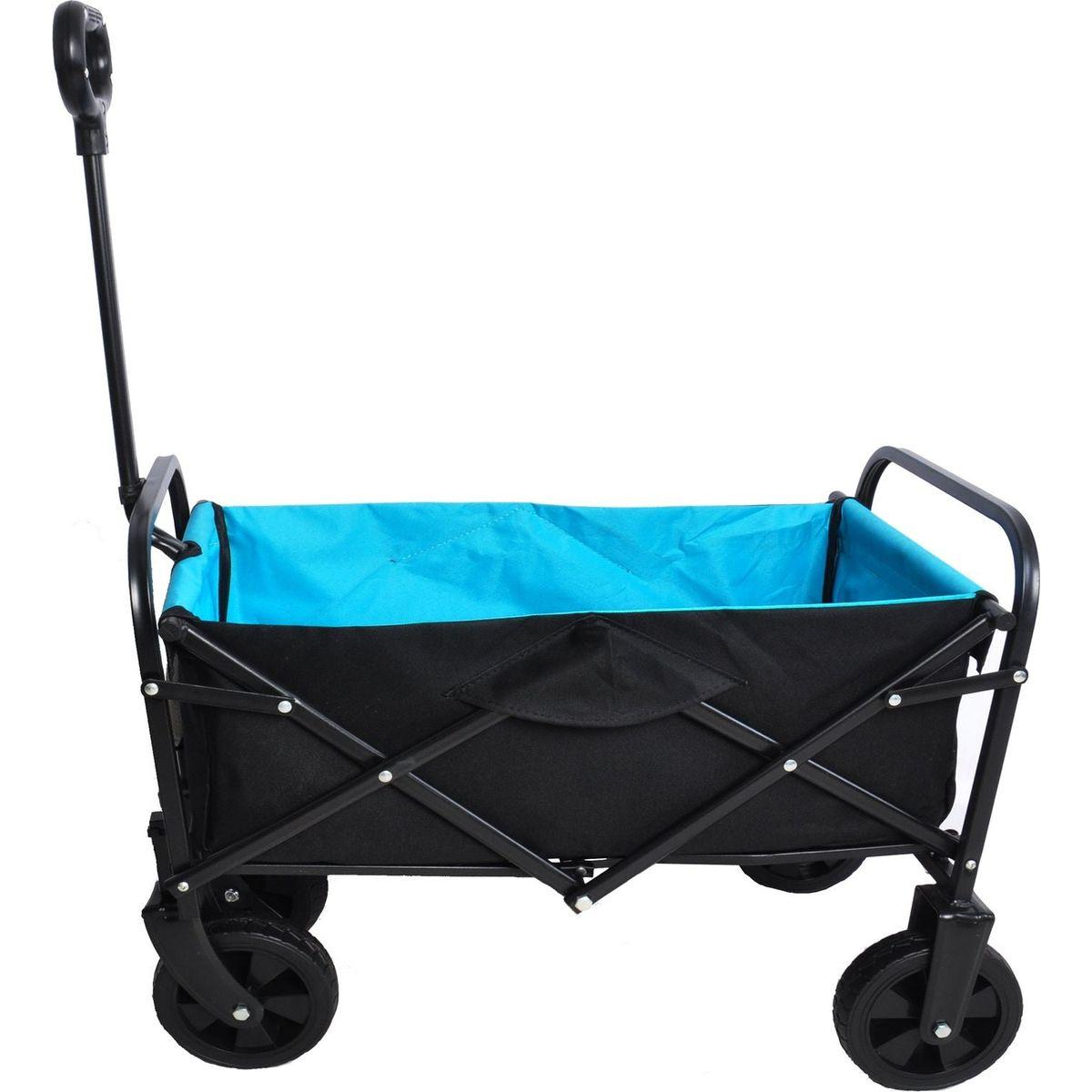 Folding Wagon Garden Shopping Beach Cart (black+blue)