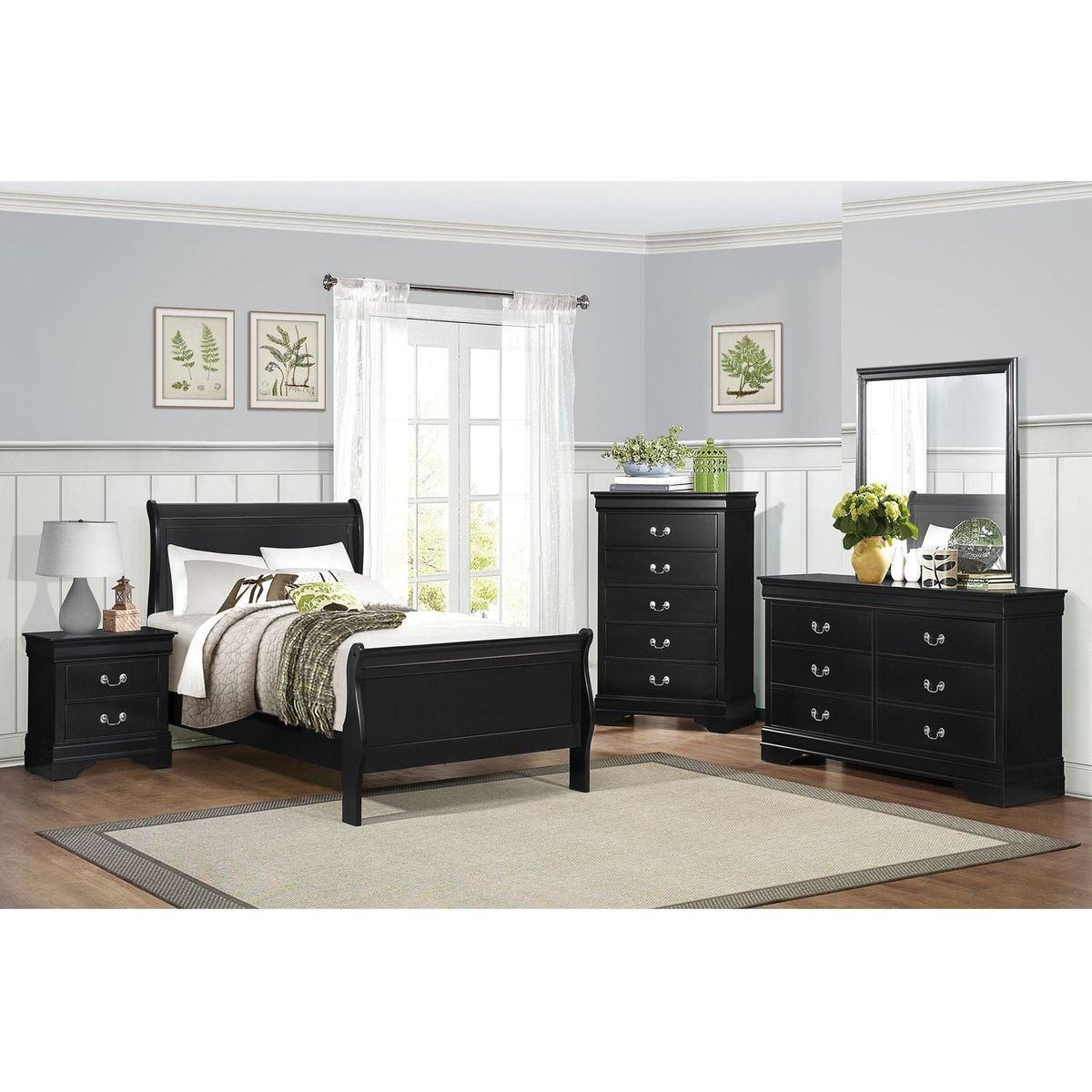 Classic Louis Philippe Style Black Finish 1pc Nightstand of Drawers Traditional Design Bedroom Furniture