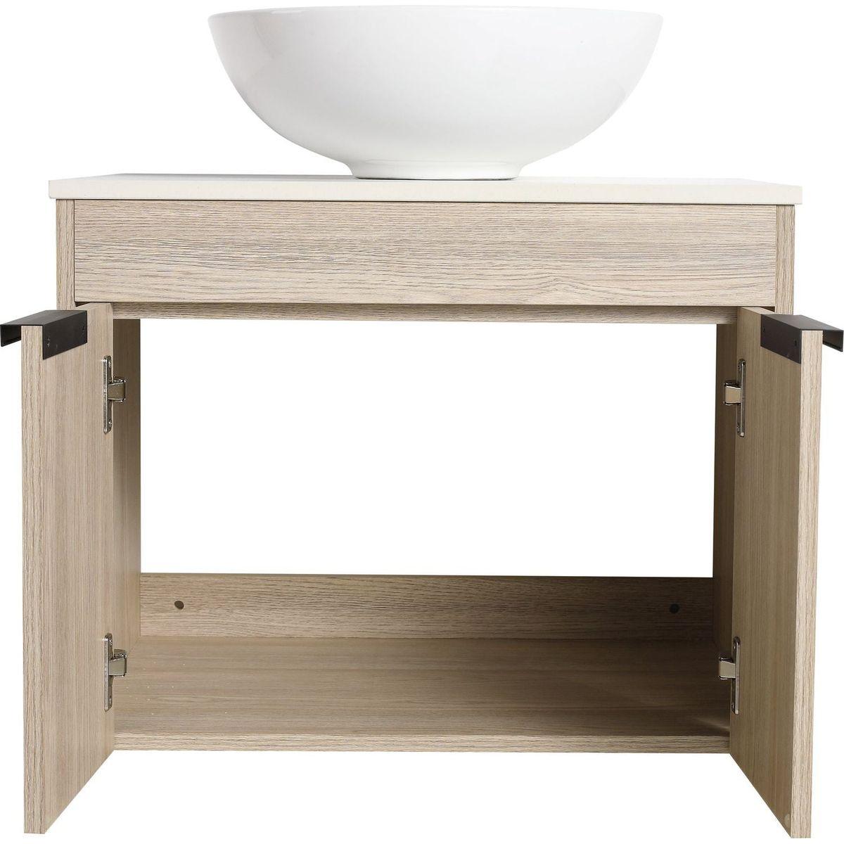 24" Modern Design Float Bathroom Vanity With Ceramic Basin Set, Wall Mounted White Oak Vanity With Soft Close Door, KD-PackingD-Packing Pieces