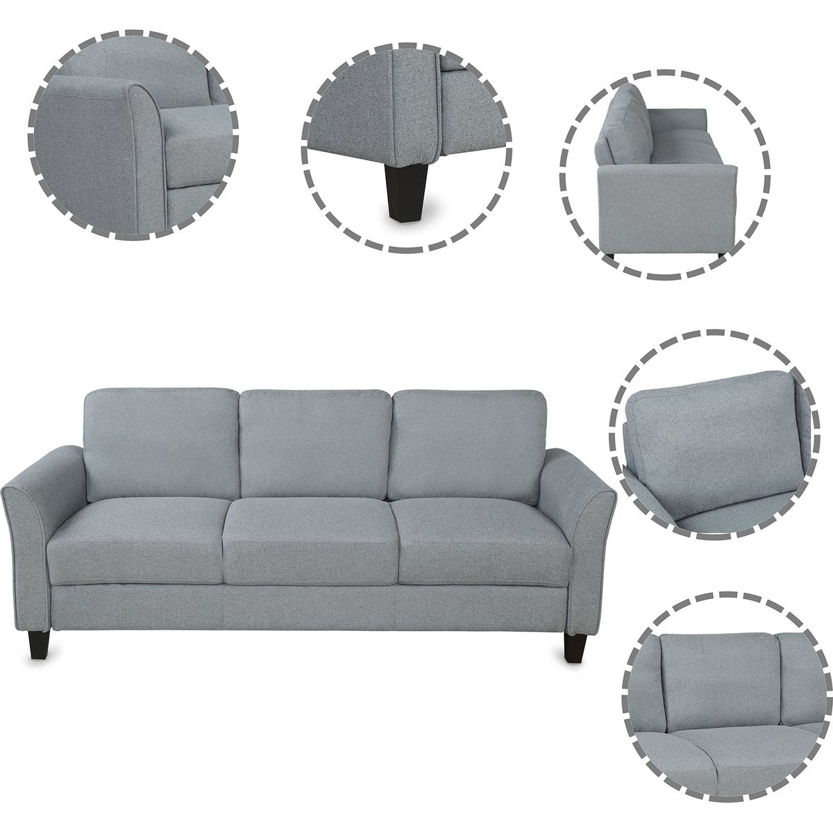 Living Room Furniture chair and 3-seat Sofa (Gray)