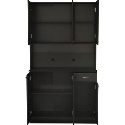 70.87" Tall Wardrobe& Kitchen Cabinet, with 6-Doors, 1-Open Shelves and 1-Drawer for bedroom, Black