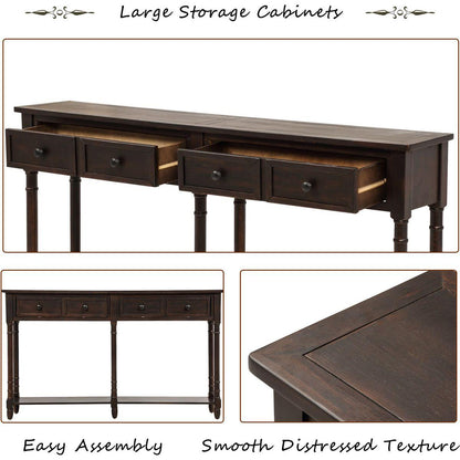 Console Table Sofa Table Easy Assembly with Two Storage Drawers and Bottom Shelf for Living Room, Entryway (Espresso)