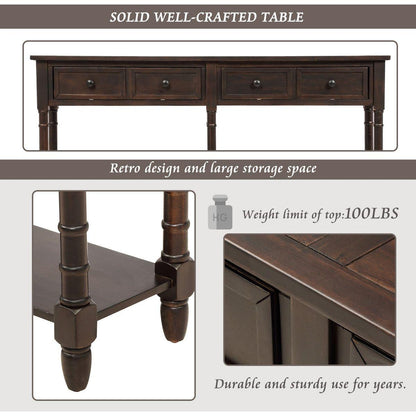 Console Table Sofa Table Easy Assembly with Two Storage Drawers and Bottom Shelf for Living Room, Entryway (Espresso)