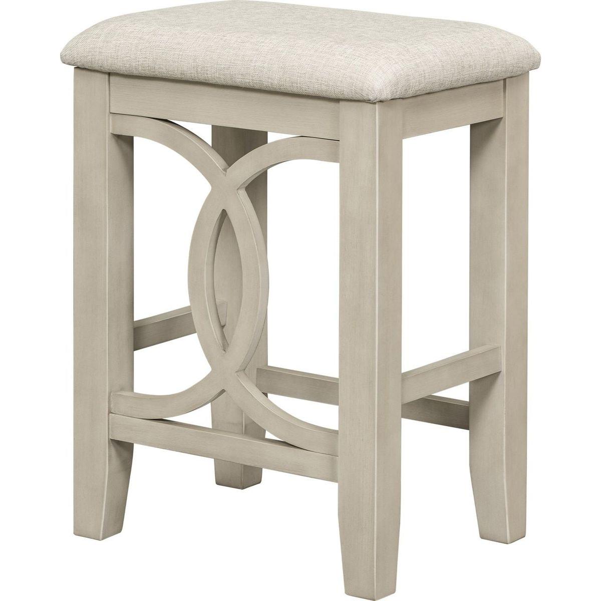 Farmhouse 3-Piece Counter Height Dining Table Set with USB Port and Upholstered Stools, Cream