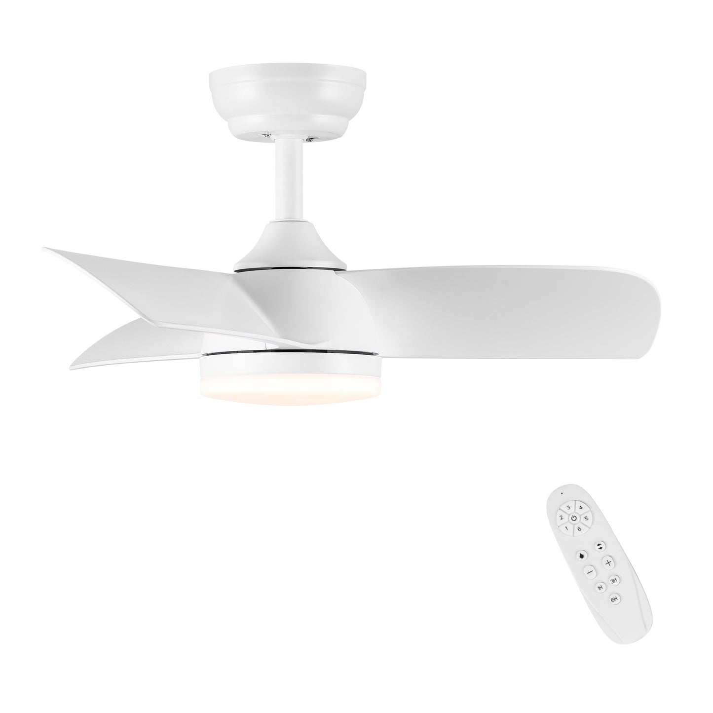 28 In Intergrated LED Ceiling Fan Lighting with White ABS Blade