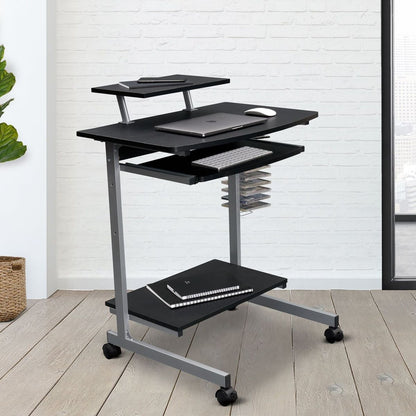 Compact Computer Cart With Storage, Graphite