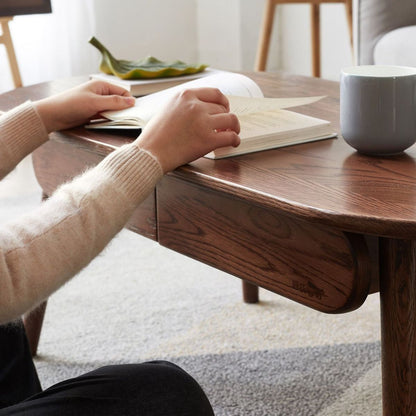 Capsule centre table Low table Table with drawers 100% solid wood Top board Desk Coffee table W 120 x D 52 x H 46 cm Study table Work from home Easy to assemble Natural wood Natural writing desk