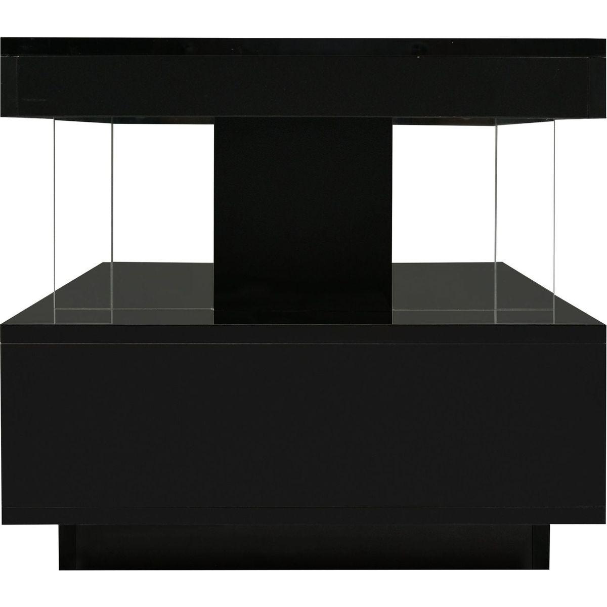 LED Coffee Table with Storage, Modern Center Table with 2 Drawers and Display Shelves, Accent Furniture with LED Lights for Living Room,Black