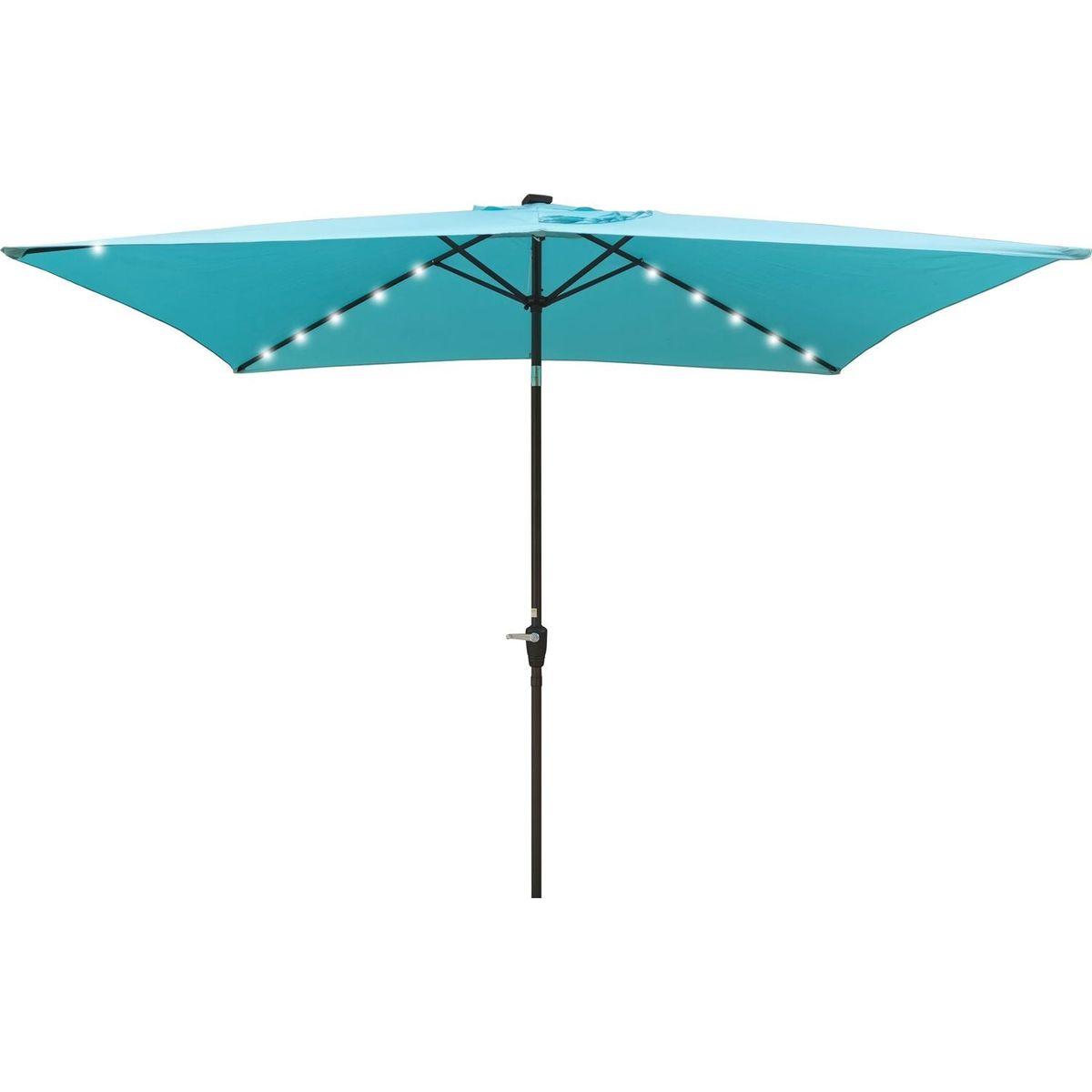 10 x 6.5t Rectangular Patio Solar LED Lighted Outdoor Umbrellas with Crank and Push Button Tilt for Garden Backyard Pool Swimming Pool