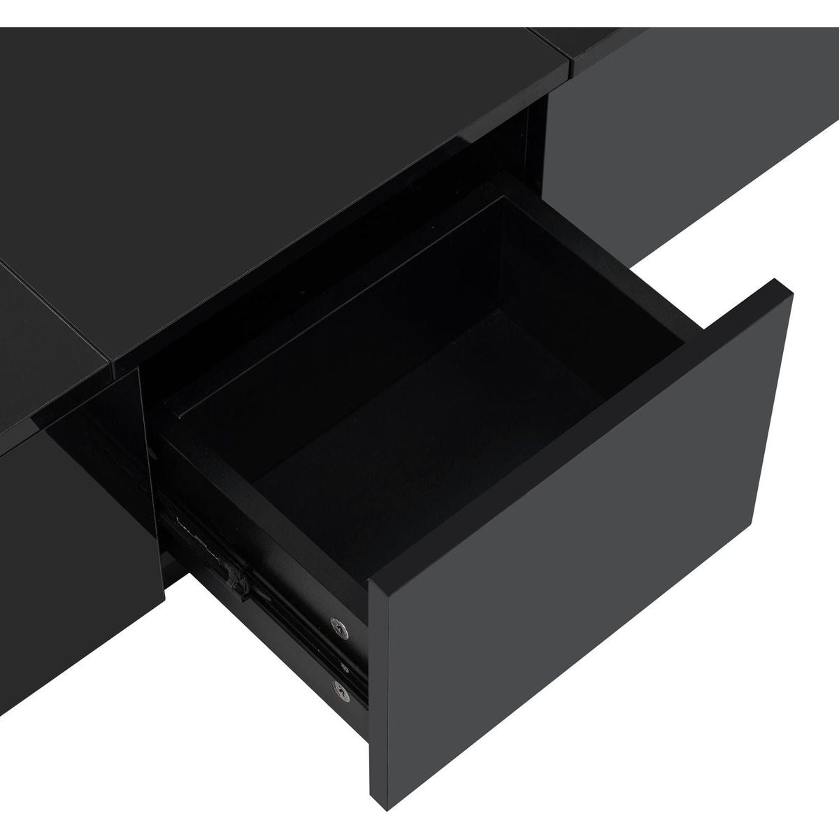 Multifunctional Coffee Table with 2 large Hidden Storage Compartment, Extendable Cocktail Table with 2 Drawers, High-gloss Center Table with Sliding Top for Living Room, 39.3"x21.6", Black