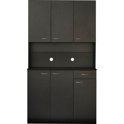 70.87" Tall Wardrobe& Kitchen Cabinet, with 6-Doors, 1-Open Shelves and 1-Drawer for bedroom, Black