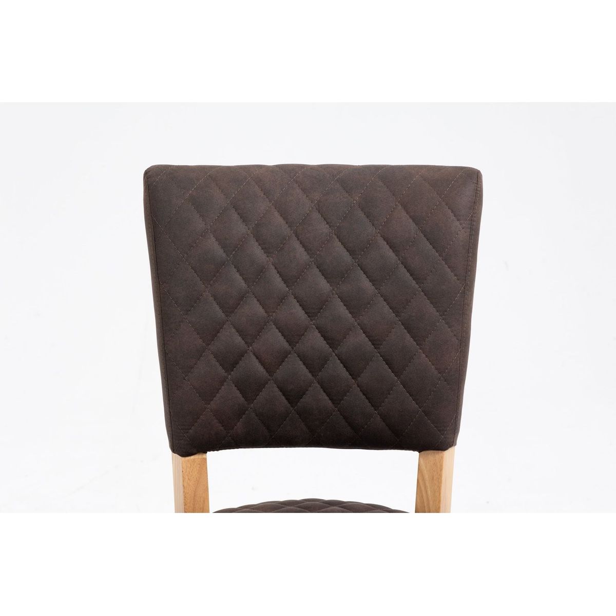 Upholstered Diamond Stitching Leathaire Dining Chair with Solid Wood Legs BROWN